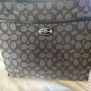 Coach Gray Outline Signature Monogram Shoulder Bag